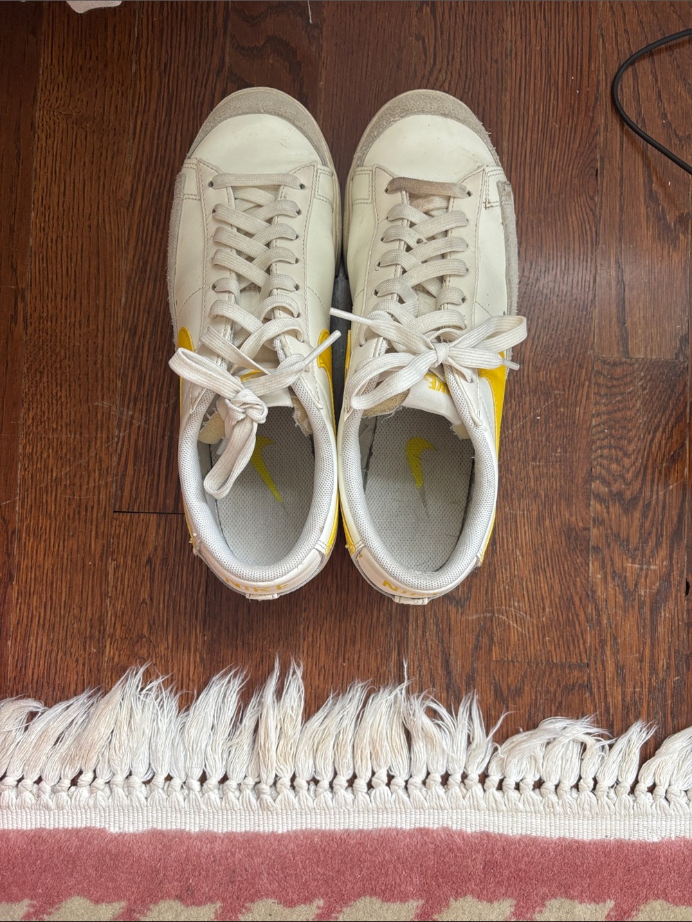 Nike Kids Cream and Yellow Low-Top Sneakers